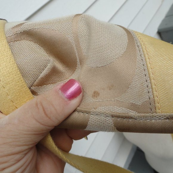 Coach 2 Way Satchel Signature Stripe Demi Cross Body F19218 Yellow/Cream - Picture 5 of 11